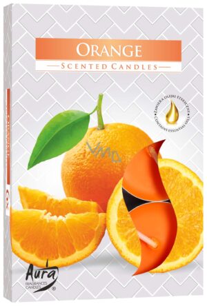 Lõhnateeküünal Aura 4h 6tk apelsin