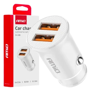 Autolaadija Amio 12/24V USB-A 2×2,1A 10,5W