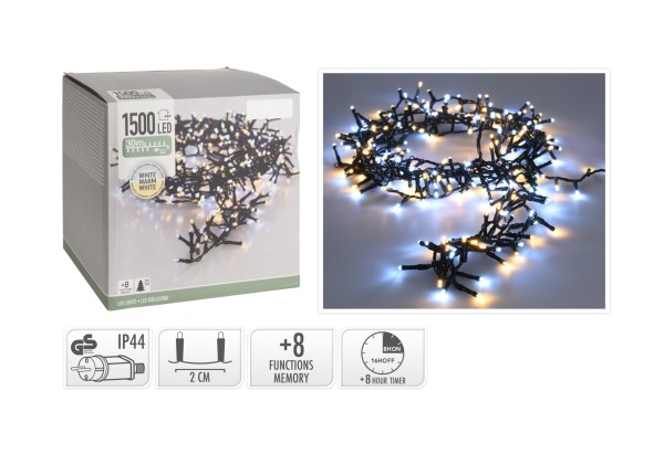 Valguskett 1500 LED soe ja külm valge 8 funktsiooni ja taimeriga 30m - Image 2