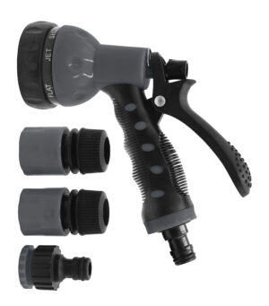 Kastmispüstol ja veevooliku ühenduste komplekt Grouw 1/2″ 5 osa hall