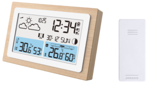 Ilmajaam Day digitaalne LCD-ekraaniga 14,8×2,6×9,8cm puidust juhtmevaba