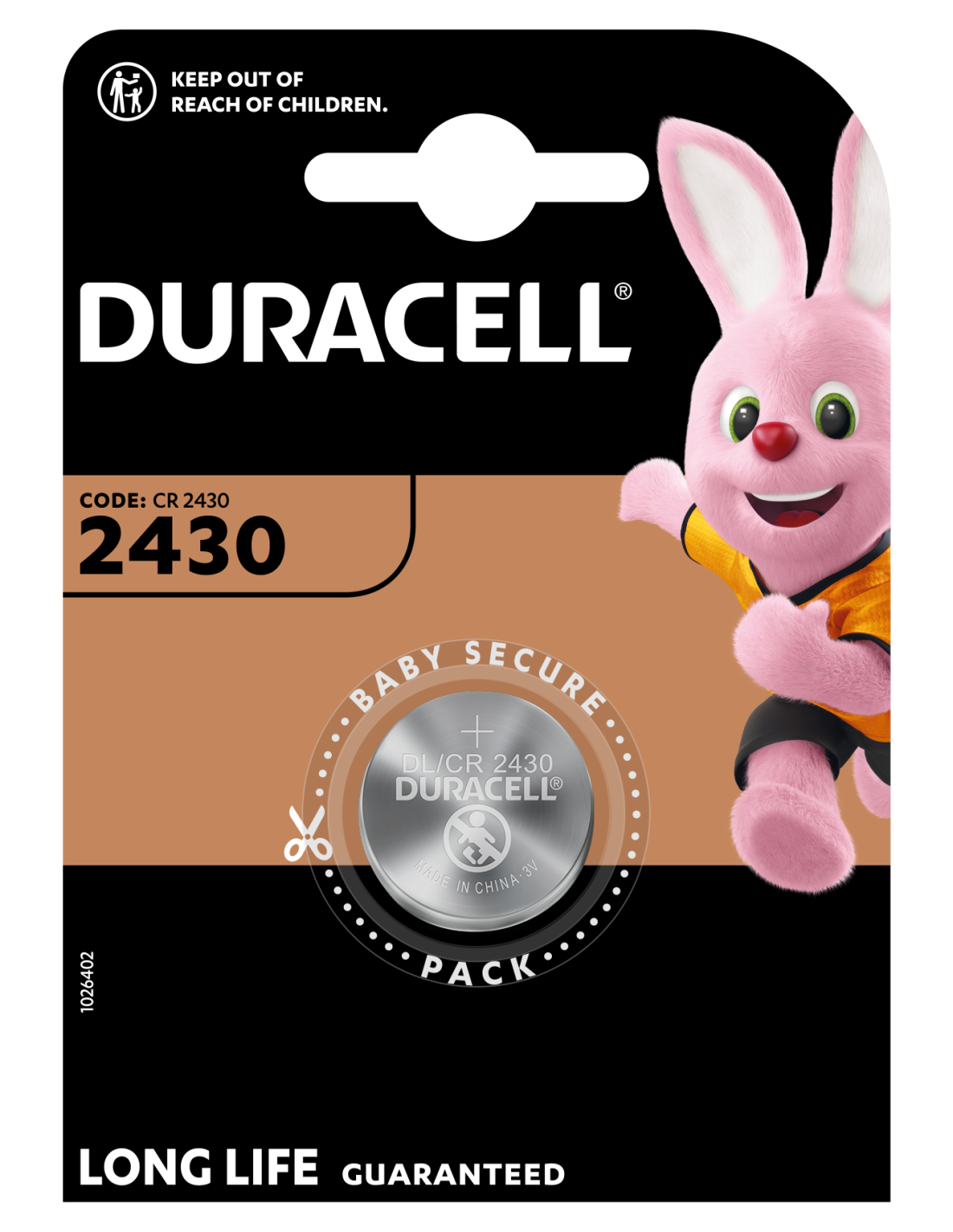 Patarei Duracell DL 2430 3V liitium 1tk/pk