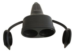 Jätkupesa Tesatek 2-ne IP44, 220V klapp, maandusega sirge, must